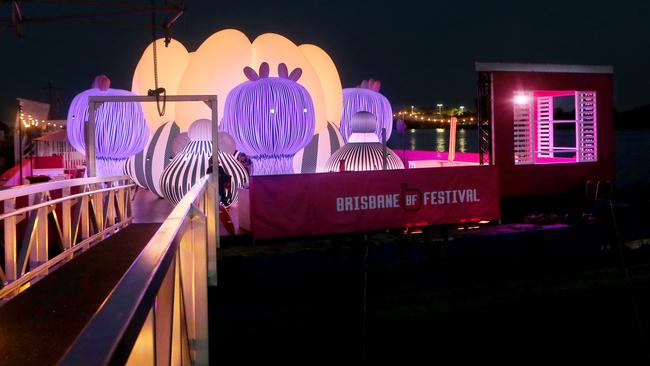 , Brisbane Festival Art Boat, a barge with art installations that will sail the river during Brisbane Festival, Wednesday 1st September 2021 - Photo Steve Pohlner