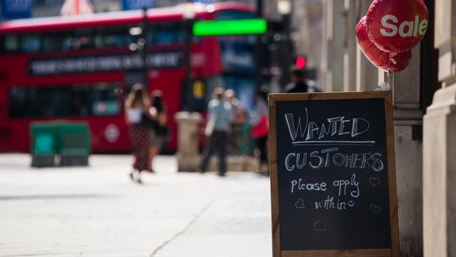 A struggling shop in London last week. Picture: Getty Images