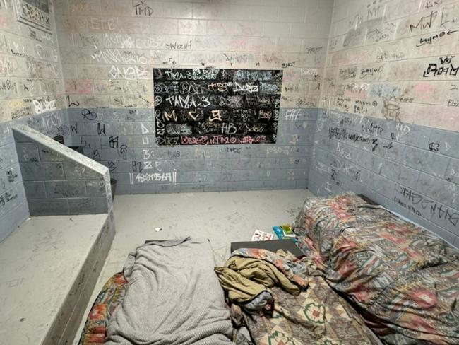 Accommodation cells in the boysâ unit at the Cairns watch-house, Picture: Queensland Ombudsman