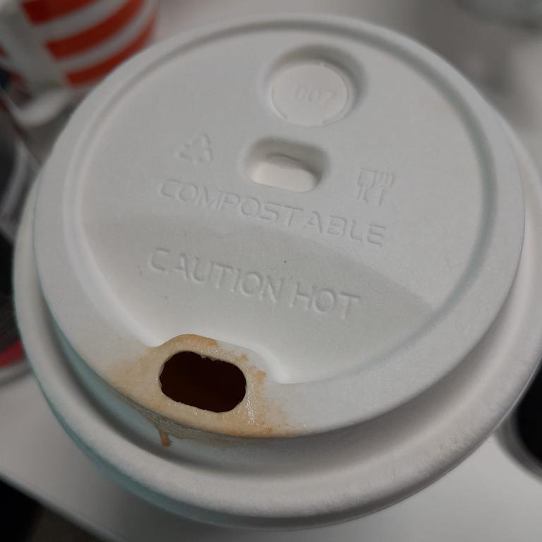 Customers without their own cup will now be served coffee in a container made from compostable paperboard that some have labelled ‘horrible’. Picture: Facebook/Foodies &amp; Coffee Snobs of WA