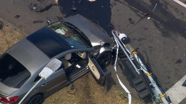 The deadly car crash occurred on Lygon St and Elgin St in Carlton. Supplied: 7 News