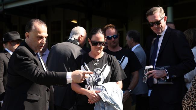 Australian Rugby League Commission Chairman Peter V'landys (L) and NSW Treasurer Dominic Perrottet at the Tommy Raudonikis memorial service. Picture: Mark Kolbe/Getty Images