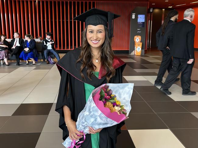 Tessa Amatya graduates from the Australian Catholic University with a Bachelor of Law (Honours) and a Bachelor of Global Studies on April 7, 2024. Picture: Brittany Busch