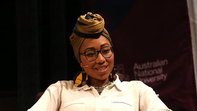 Yassmin Abdel-Magied speaks at an ANU event at the National Library in Canberra earlier this year. Photo: Kym Smith