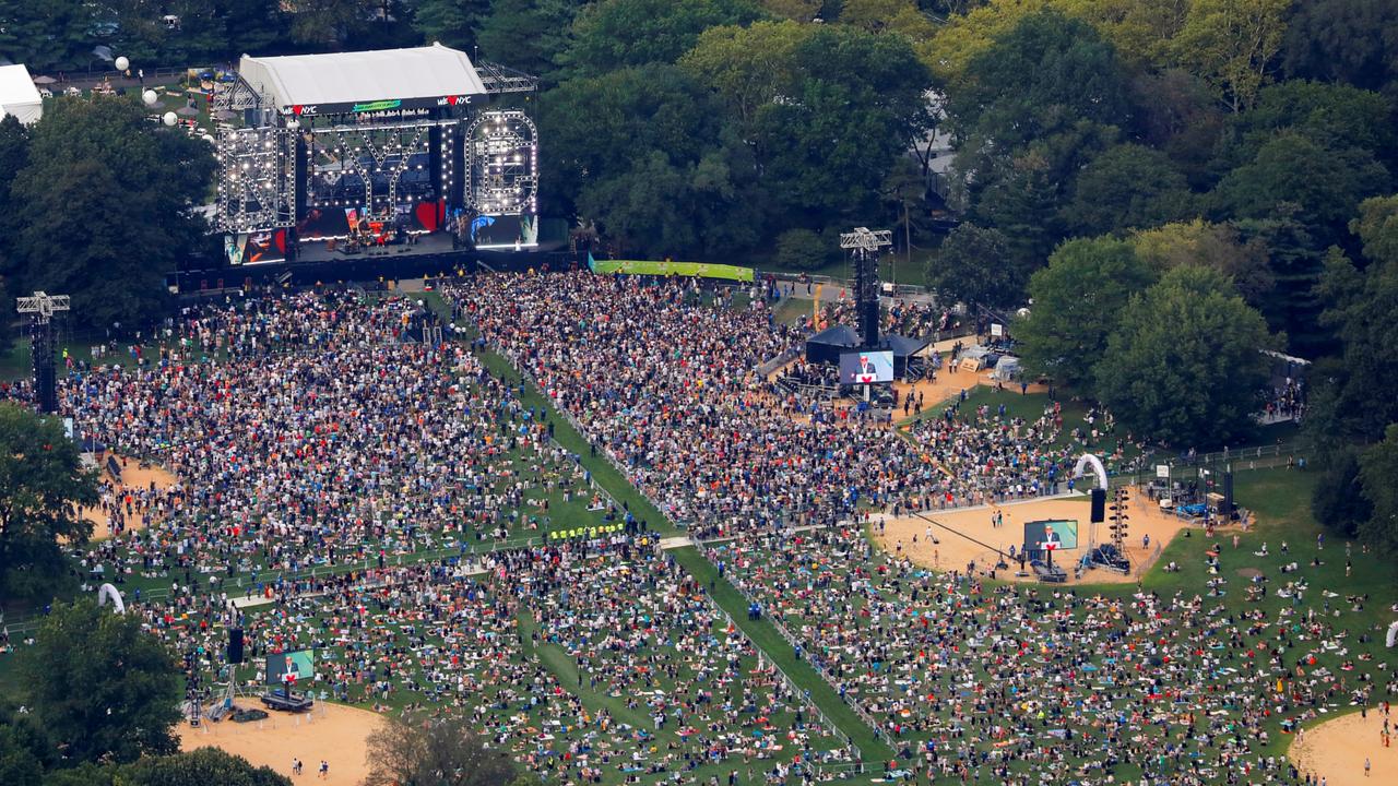 People gather in Central Park for the "We Love NYC: The Homecoming Concert" during an outbreak in Manhattan. Picture: Reuters/Andrew Kelly