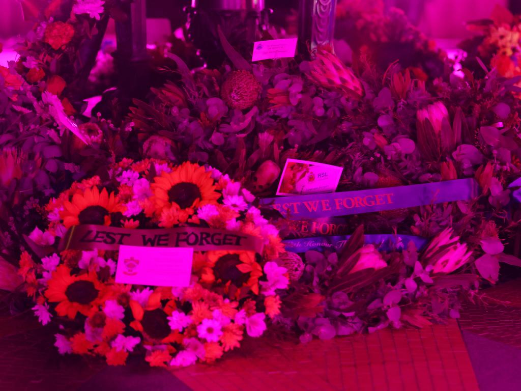 Wreaths at the Shrine of Remembrance during the ANZAC Day Dawn Service held in Brisbane. Picture: NCA NewsWire/Tertius Pickard