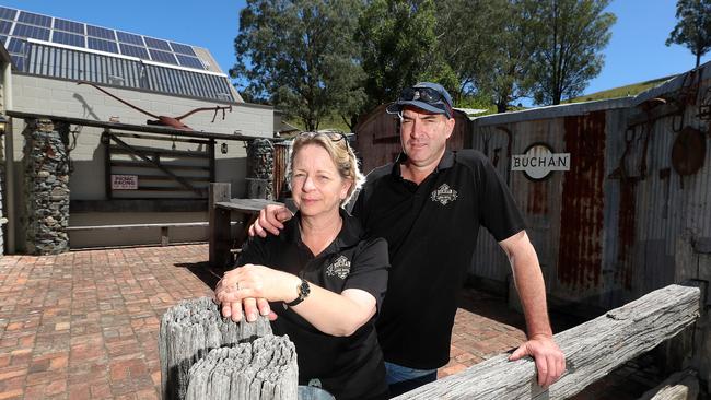 Buchan Caves Hotel owners Cathy and Darren Williams. Picture: Yuri Kouzmin