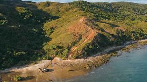 A drone image of the jetty location for the Cape Flattery Silica Sand Project, owned by Metallica Minerals Ltd., which has released a definitive feasibility study (DFS) confirming potential for a long-life, low operating cost silica sand project. Picture: Supplied