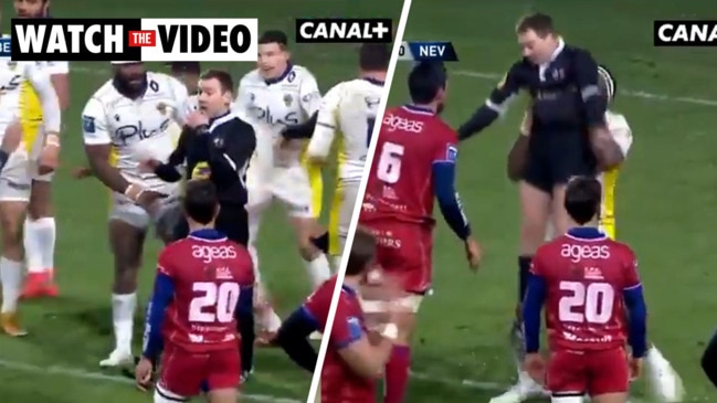 Rugby player sent off for for lifting referee during celebration