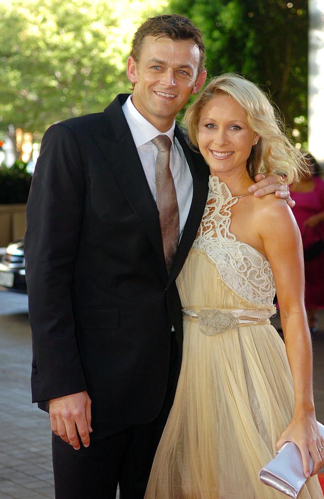 Australian cricketer Adam Gilchrist and his wife Mel. Picture: AAP Image/Joe Castro