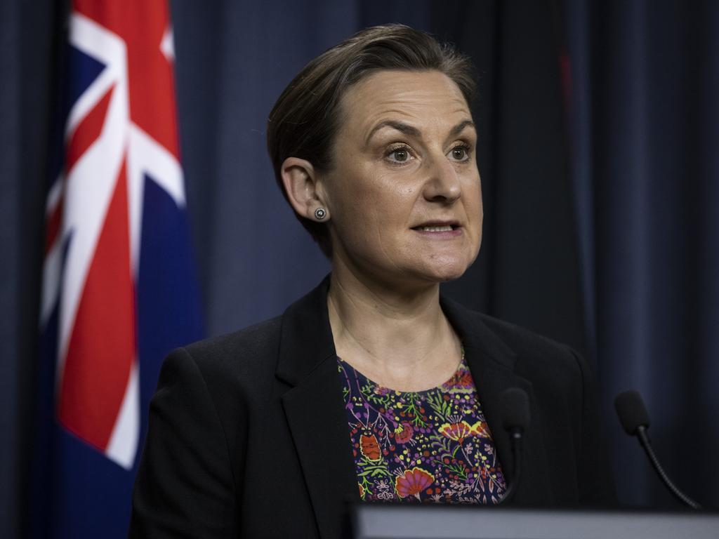 WA Health Minister Amber-Jade Sanderson addressed the media on Monday. Picture: Matt Jelonek/Getty Images