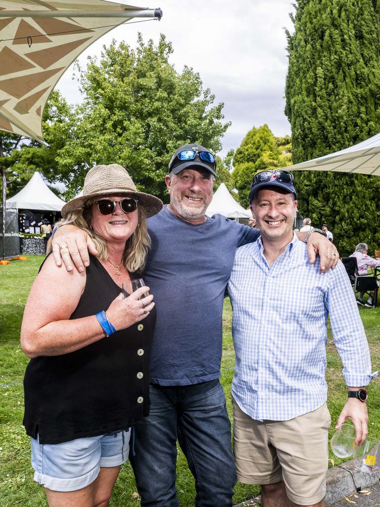 Tracey Baynes, Brendan Baynes, Todd Burrows. TAS Wine Festival. Picture: Caroline Tan