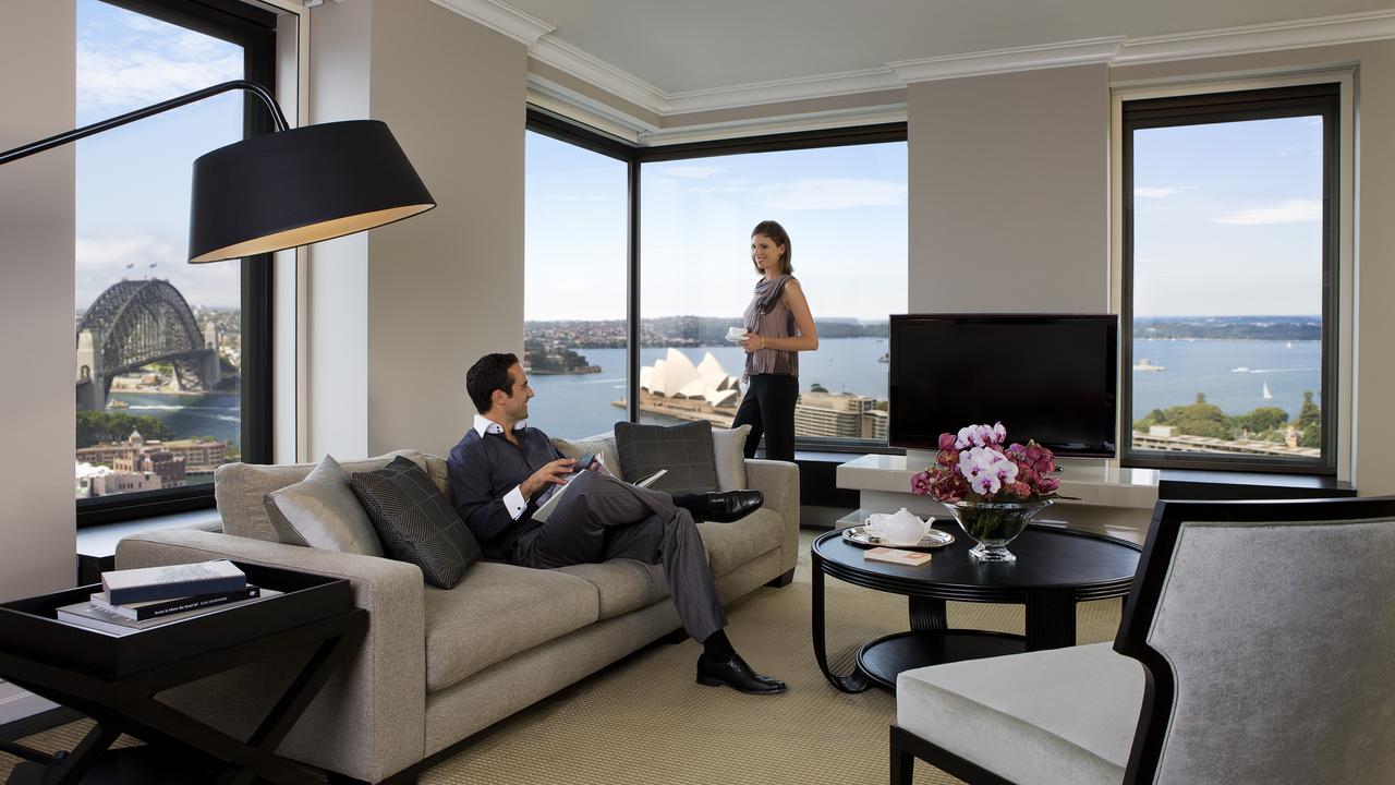 The view from the Presidential Suite at the Four Seasons Hotel in Sydney.