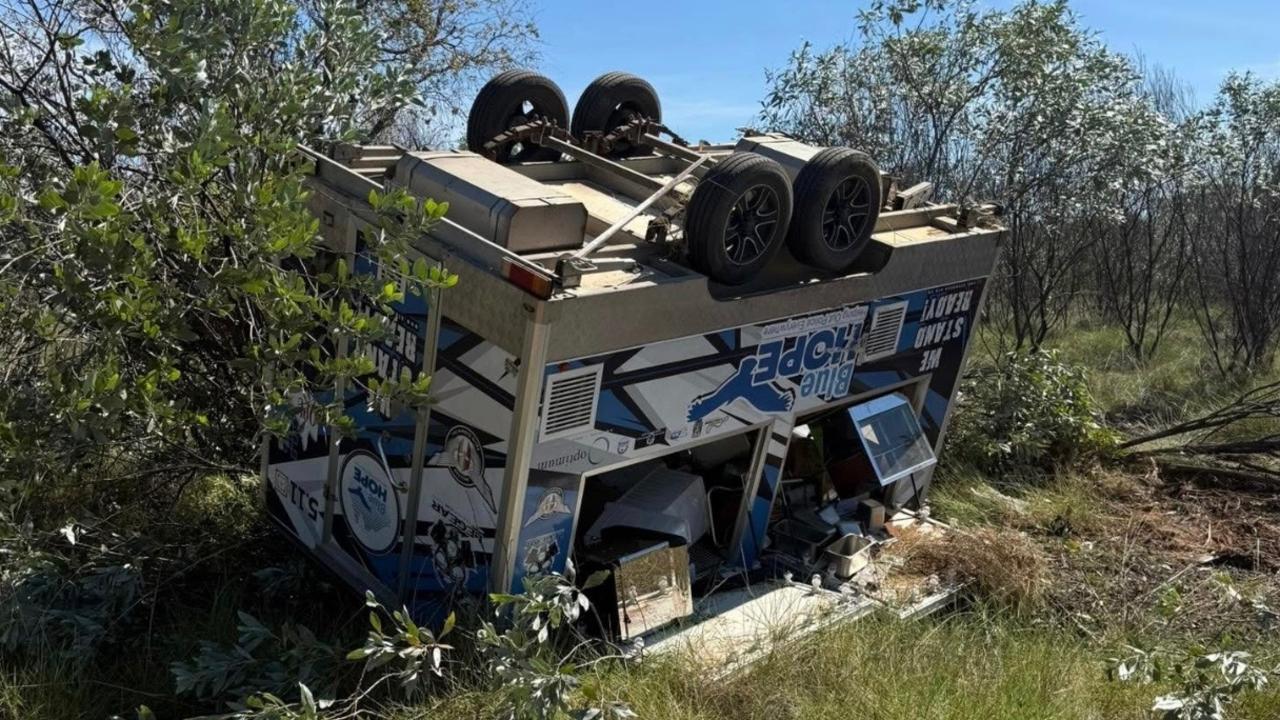 The Blue Hope team was involved in an accident that left their outreach trailer destroyed. Photo: Contributed