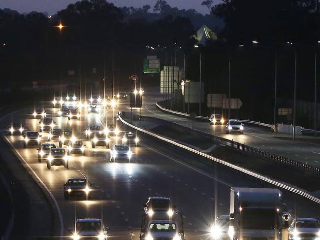 Traffic gets busy on the M1 at Upper Coomera by 4.30am as tradies head off to work. Picture Glenn Hampson