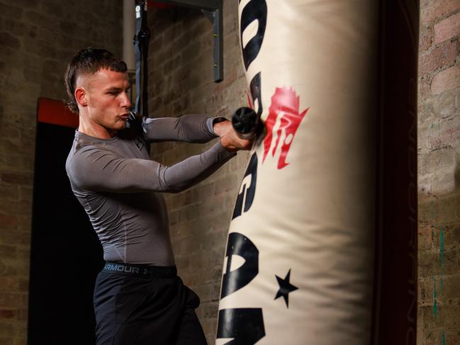 Daily Telegraph. 08, May, 2025.Boxer, Harry Garside, training in Waverley, today. Garside is back in the ring for the first time since the Paris Games.He fights in Sydney on 14 May.Picture: Justin Lloyd.
