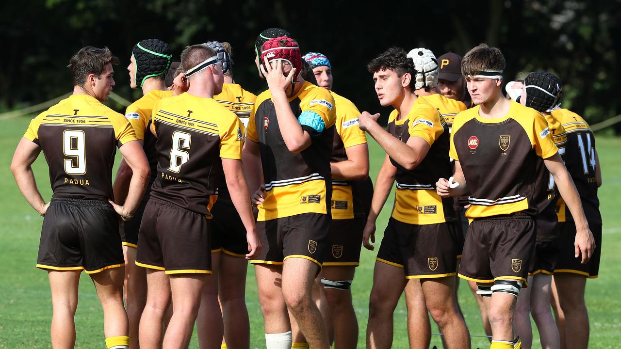 Action from the AIC First XV rugby union match between St Peters Lutheran College and Padua College. Picture: Tertius Pickard