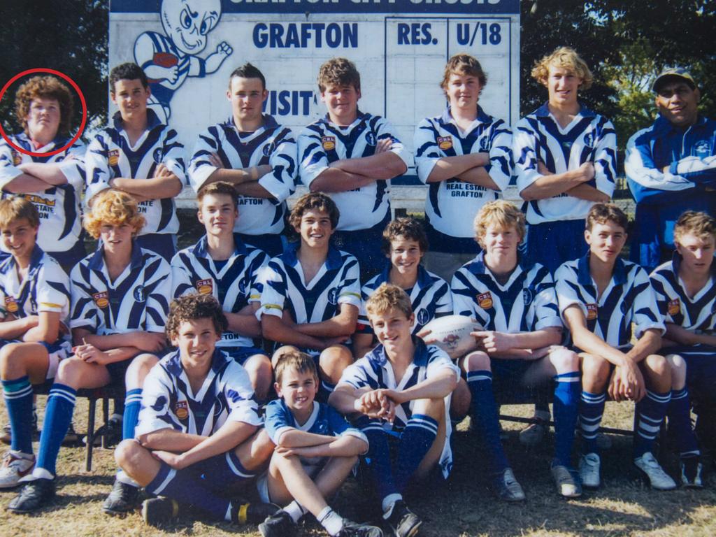 Accused shooter Brenton Tarrant (back left) with his under-15s rugby league team. Picture: Glenn Hunt