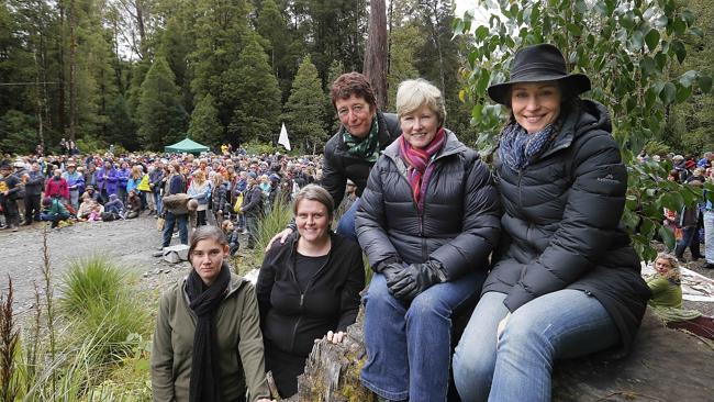 Speakers at the rally, from left, Miranda Gibson from Still Wild, Still Threatened; MC an