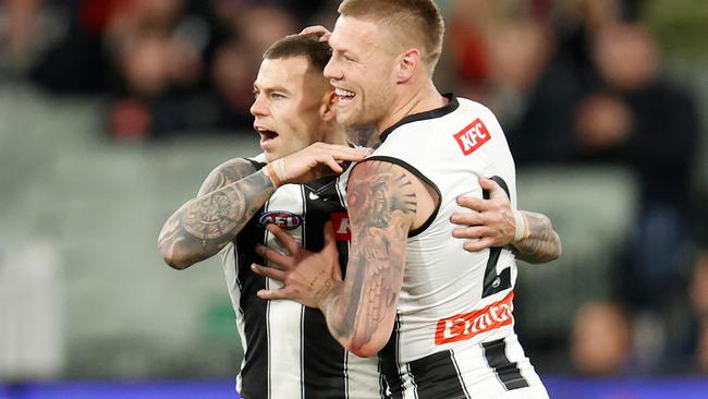 Jordan De Goey, pictured with Jamie Elliott, could be looking at two years at $800,000 a season.