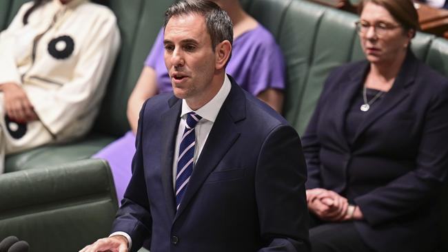 Treasurer Jim Chalmers handing down the 2023 Budget, which left middle Australia languishing. Picture: Martin Ollman/Getty Images