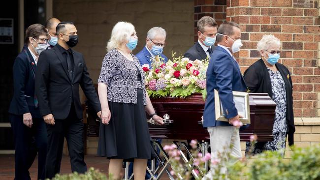 Amanda Stapledon’s funeral in Berwick, in Melbourne’s southeast, on Wednesday. Picture: Arsineh Houspian