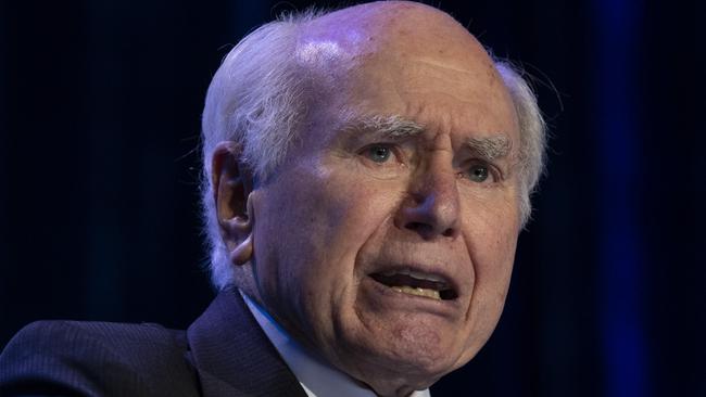 PERTH, AUSTRALIA - APRIL 12: Former Prime Minister John Howard speaks during a Leadership Matters breakfast on April 12, 2022 in Perth, Australia. The 2022 Federal Election will be held on Saturday 21 May. (Photo by Matt Jelonek/Getty Images)