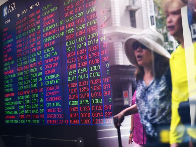 Pedestrians are reflected in the glass as market trading boards are seen at the Australian Securities Exchange (ASX) in Sydney, Tuesday, February 6, 2018. The worldwide plunge in equity markets has infected Australian shares with the local key indexes opening more than 2.5 per cent lower. (AAP Image/David Moir) NO ARCHIVING