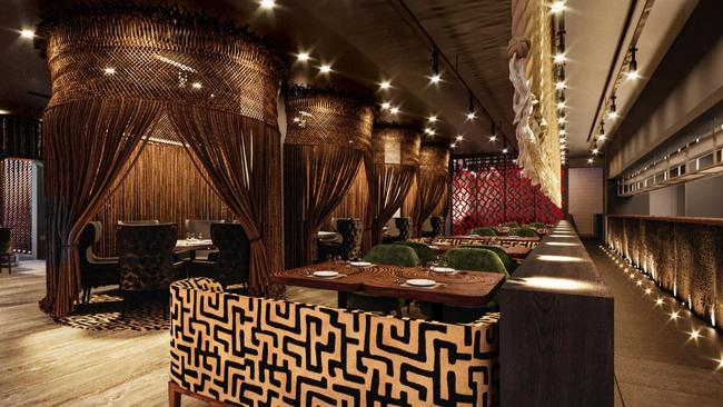 The African-inspired The Meat & Wine Co Adelaide restaurant will open early next year. Supplied by The Meat & Wine Co