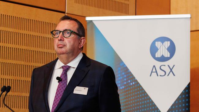 Outgoing ASX chair Damian Roche at the ASX annual meeting in Sydney on Monday. Picture: Max Mason-Hubers