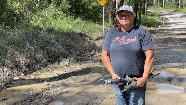 Orangeville resident Janel Sefton is raising her concerns about the state of Silverdale Rd. Picture: Annie Lewis