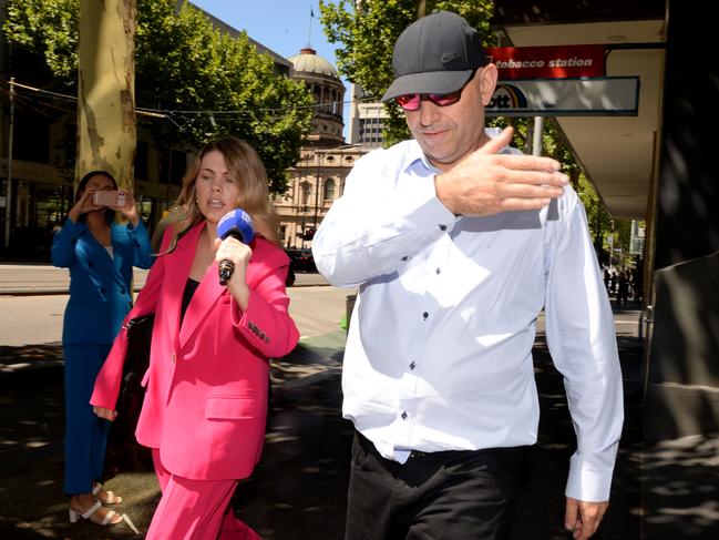 Sam Chadwick outside the Melbourne Magistrates' Court after facing charges of using a slingshot to cause $1m in damage over four months. Picture: Andrew Henshaw