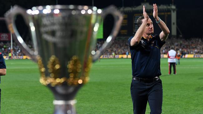 Crows coach Don Pyke is a step closer to the Premiership Cup. Picture: AAP