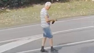 Police are appealing for information to identify this man seen picking up a wallet on Masonite Road at Heatherbrae in August. Picture: NSW Police