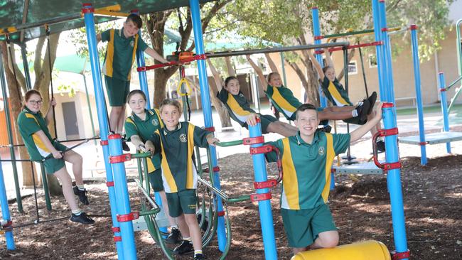 Photo at St Francis Xavier Primary School. Photo of year 5 students having some fun. Photo by Richard Gosling