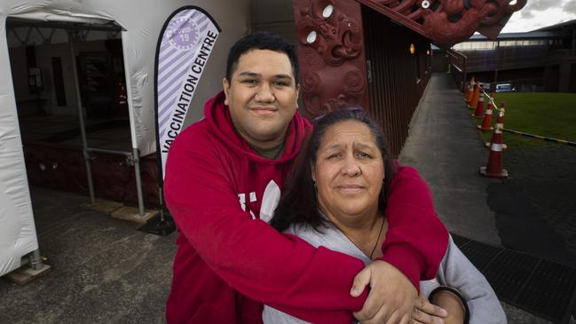 Cynthia Tubby and son Raymond Rudolph received the Pfizer jab at the Manurewa marae in South Auckland. Picture: Brett Phibbs