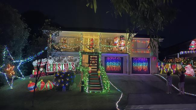 Melissa and Andrew Knipe said their Everton Park light display is their favourite part of Christmas. Picture: Supplied.