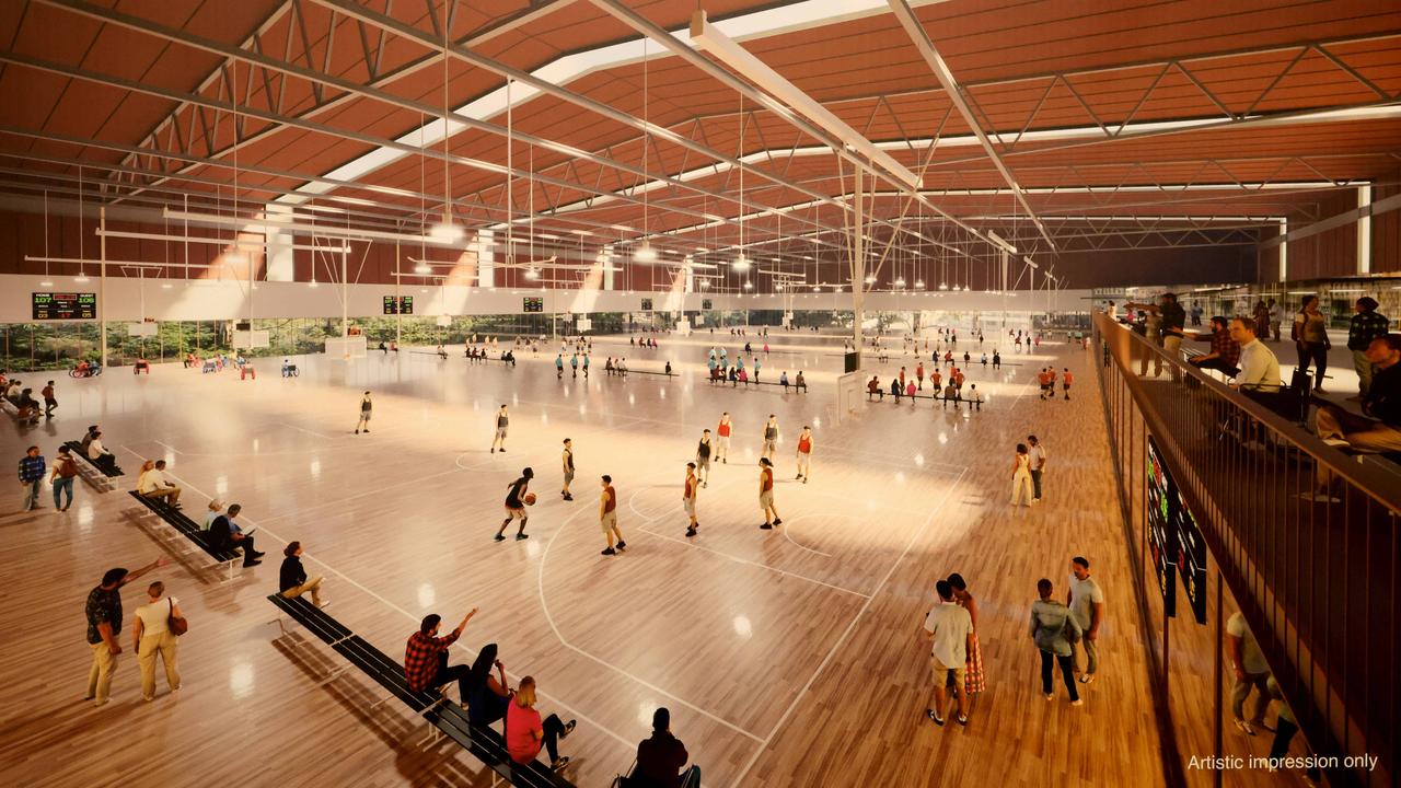 This artist impression shows how the indoor stadium at Chandler could look after the Olympic upgrades. Picture: Steve Pohlner