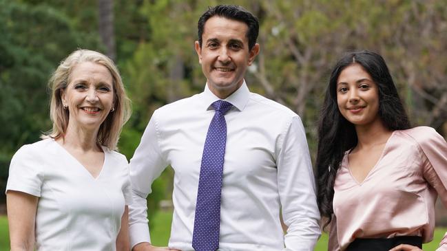 Opposition Leader David Crisafulli with LNP candidate for Aspley Amanda Cooper and LNP candidate for Pumicestone Ariana Dooley. Photo: Supplied.