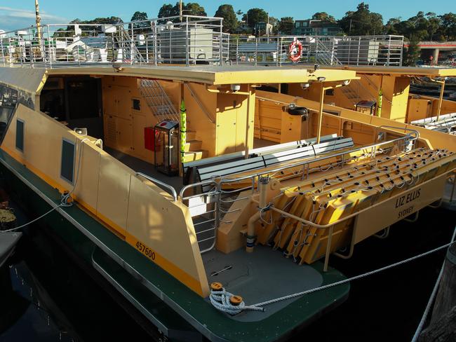 The Liz Ellis, one of the new Parramatta River Class ferries docked in Rozelle Bay. Picture: Justin Lloyd