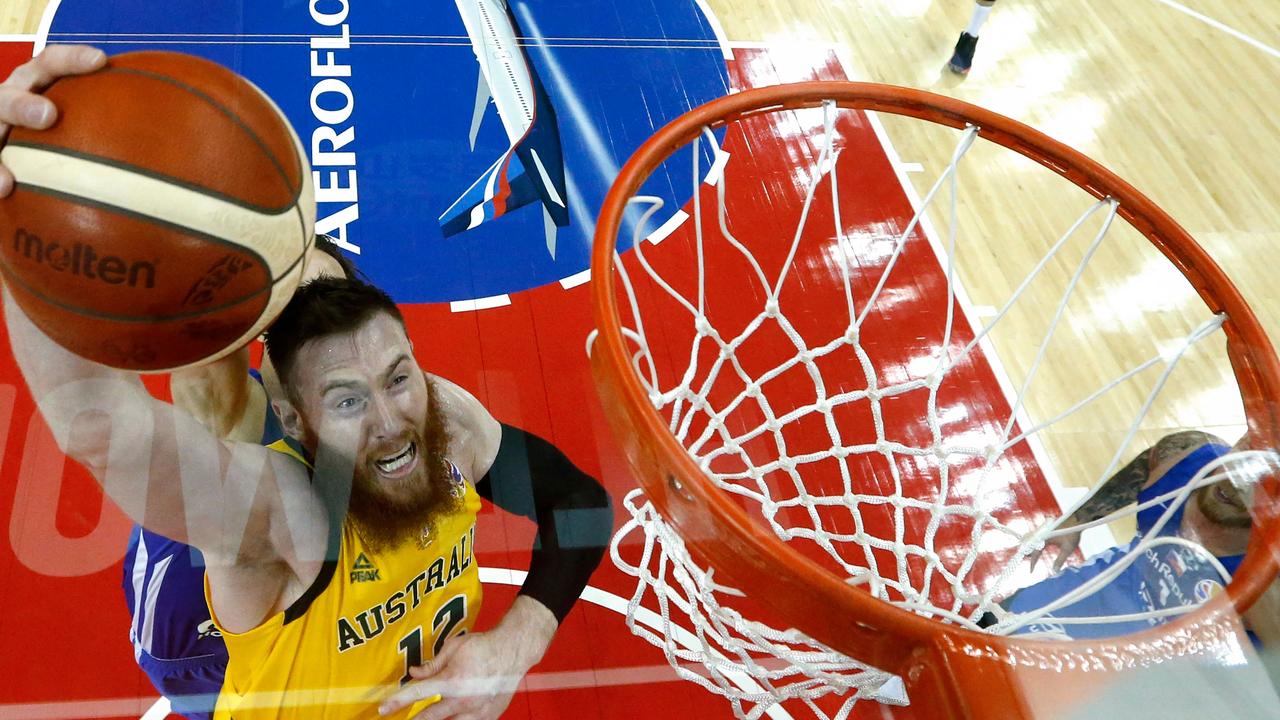 Aron Baynes is 100 per cent focused on Tokyo. Picture: Wu Hong / Pool / AFP)