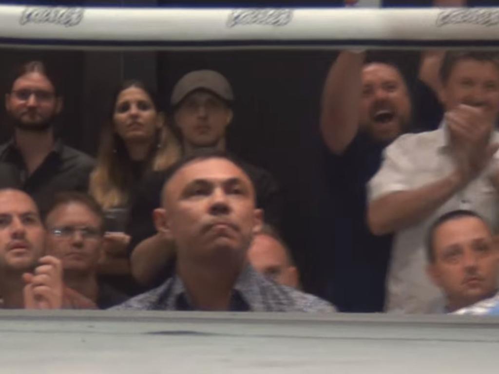 Kostya sits ringside at Tim's pro debut. Picture: Paul Upham