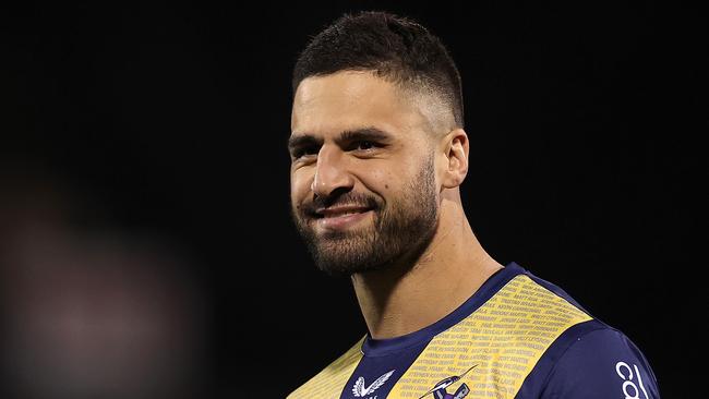 Jesse Bromwich looks on before the round 22 NRL match between the Penrith Panthers and the Melbourne Storm at BlueBet Stadium on August 11, 2022, in Penrith, Australia. Picture: Cameron Spencer/Getty Images.