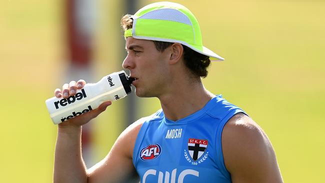 Saints defender Nick Coffield is expected to become a Western Bulldog by the end of the AFL trade period next Wednesday. Picture: Quinn Rooney / Getty Images