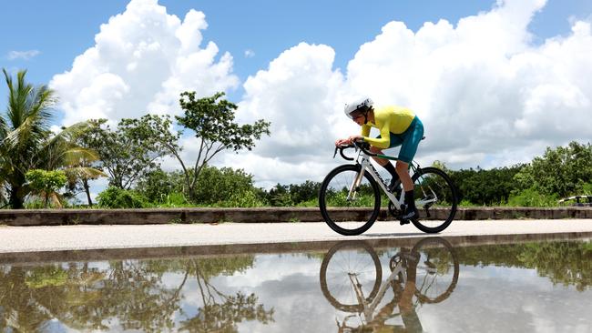 Will Heath competing in the Individual Time Trial in the road cycling on day one.