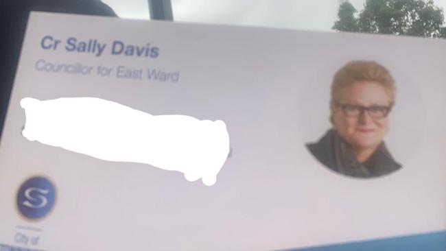 A plumber received a business card from Cr Sally Davis on December 14, 2019, while he was working on Nick Lonsdale's Malvern East development. Picture: Supplied.