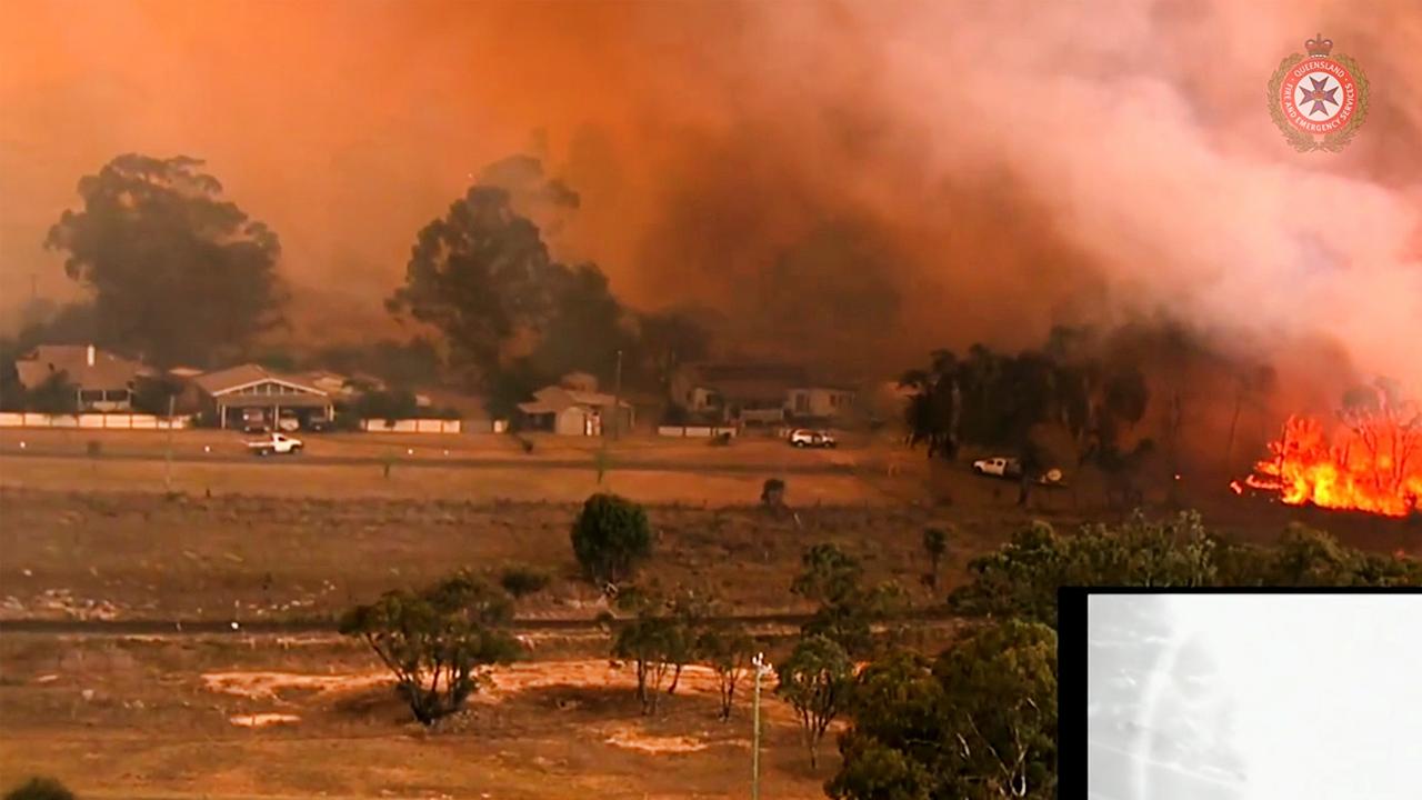 QFES crews responded to the major bushfires at Wallangarra on Tuesday night. Picture: Supplied