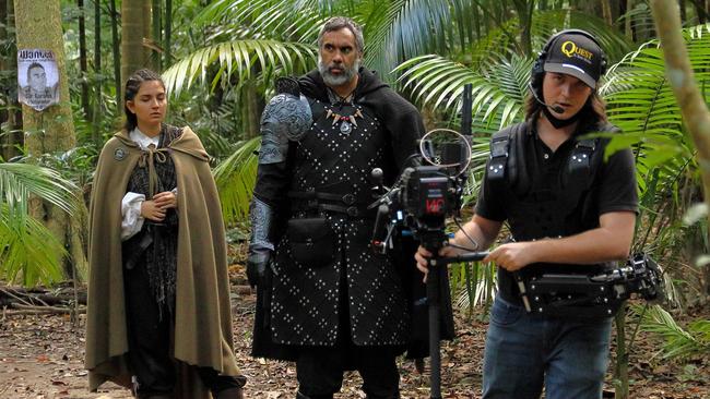 Main characters Astrid and Knight in medieval fantasy movie Quest: A Hero Within, which is being filmed, directed and produced in Far North Queensland. Photo: Supplied/Conor Kerlin.