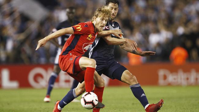 Adelaide United attacker Ben Halloran is set face Melbourne City twice in four days. Picture: Daniel Pockett/Getty Images