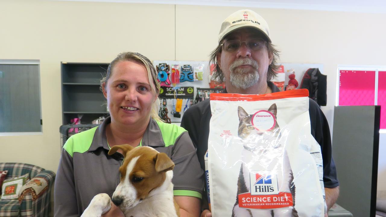 Alice Springs Animal Shelter attendant Bek King, Raya and acting manager Stan Wallace. Picture: Gera Kazakov